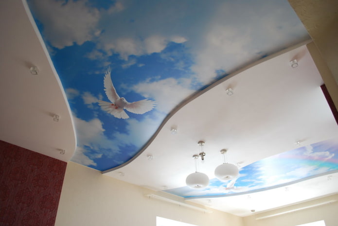 Plafond tendu en satin avec impression photo