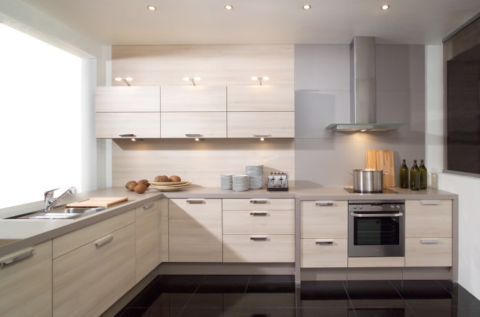 Intérieur de cuisine dans les tons gris et beige