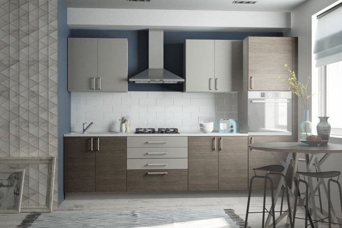 Intérieur de cuisine aux tons gris-brun