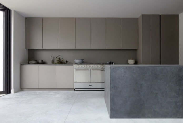 Intérieur de cuisine aux tons gris-brun