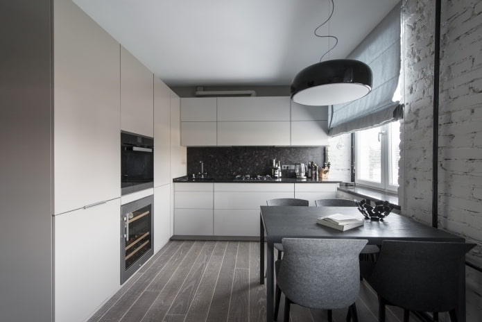 Intérieur de cuisine aux tons monochromes
