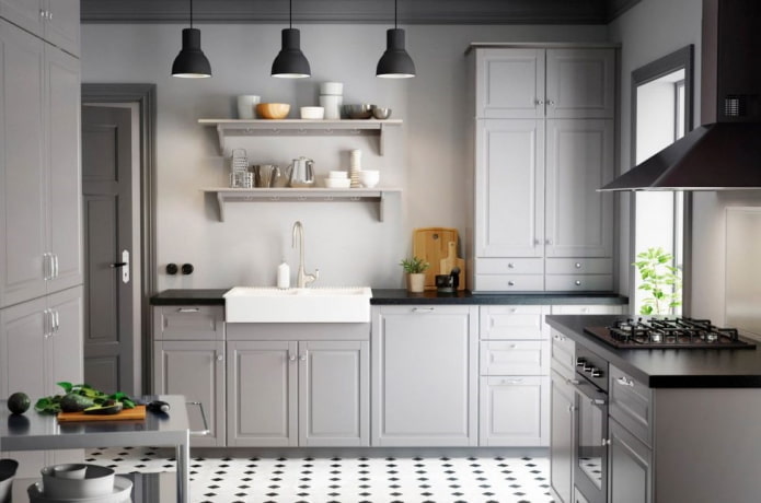 Intérieur de cuisine aux tons monochromes