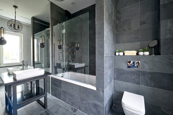 conception de salle de bain grise