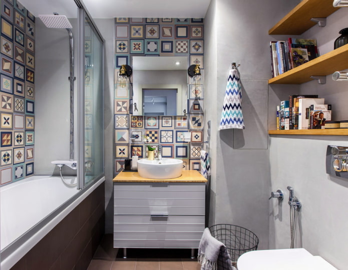 Conception d'une petite salle de bain dans des tons gris
