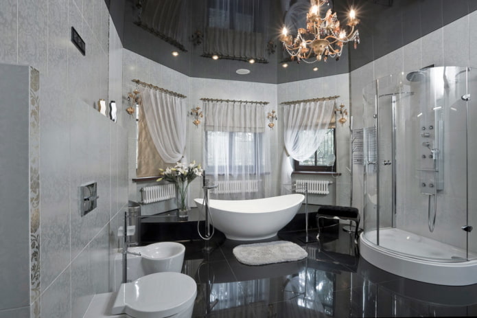 Salle de bain noire et grise