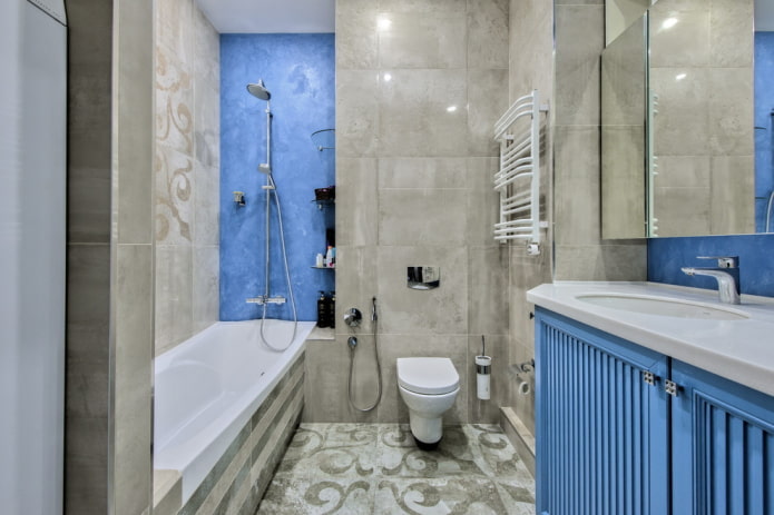 Salle de bain bleu-gris
