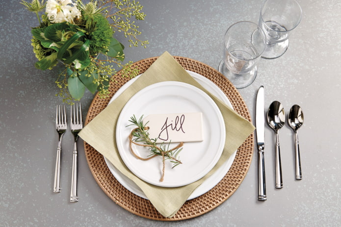table setting with names