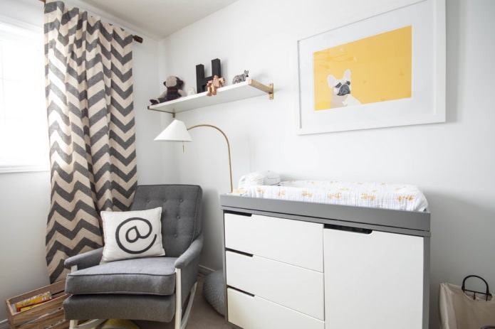 Rideaux gris à motif zigzag