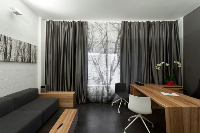 rideaux gris à motifs