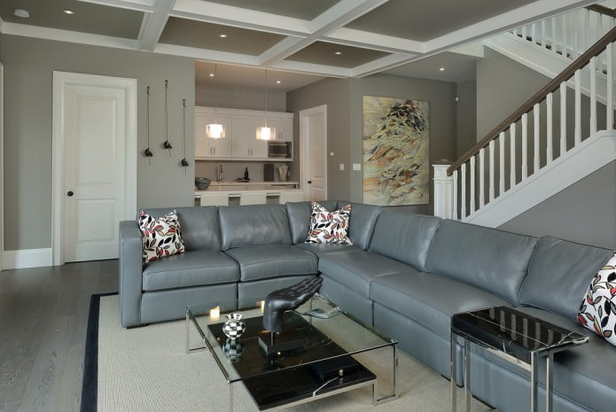 intérieur du salon gris