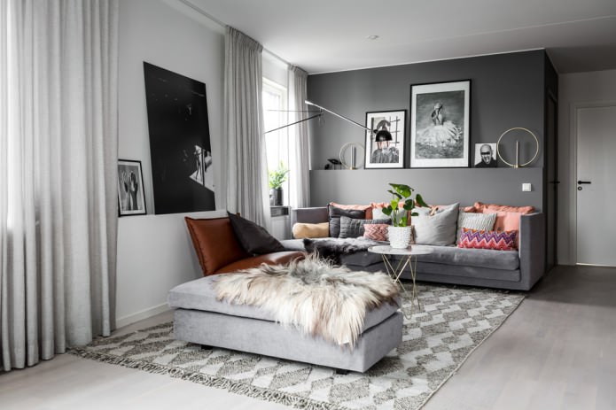 Murs gris dans le style scandinave