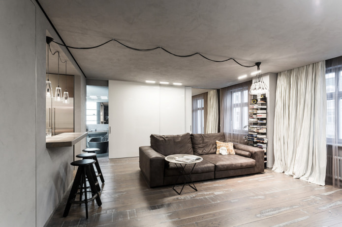 canapé en cuir à l'intérieur dans le style loft
