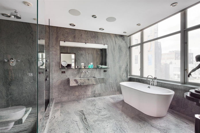 intérieur de salle de bain gris