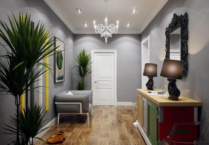 Intérieur du couloir dans les tons gris