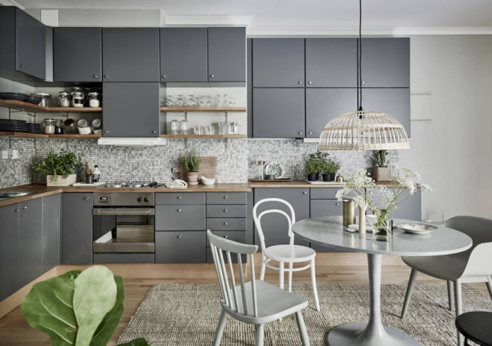 Intérieur de cuisine dans les tons gris