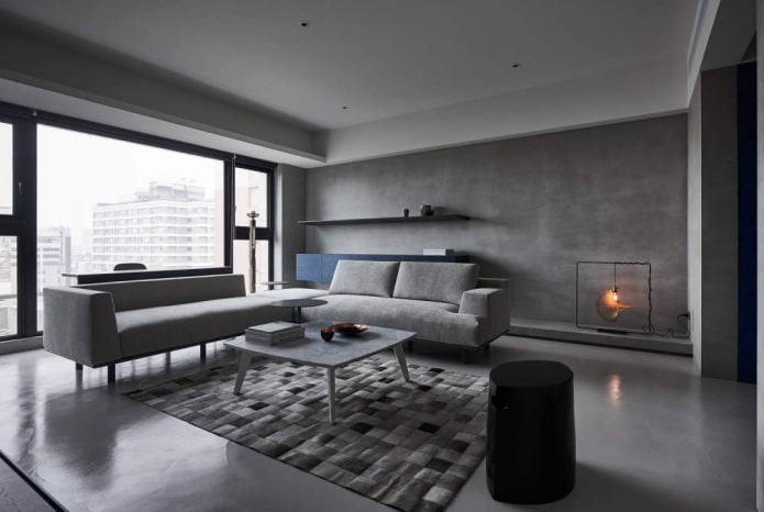 Intérieur gris dans un style minimaliste