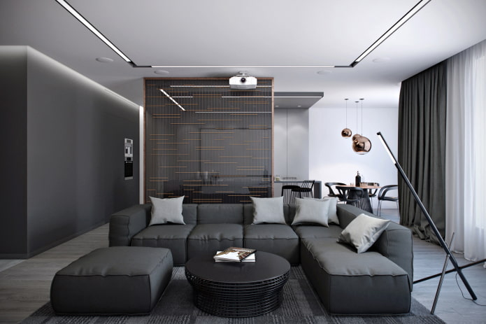 intérieur gris de style high-tech