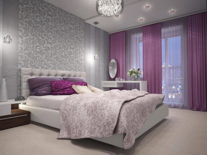 Décoration intérieure dans les tons gris-violet