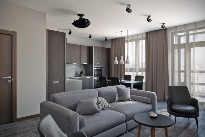 Décoration d'intérieur dans les tons gris-marron