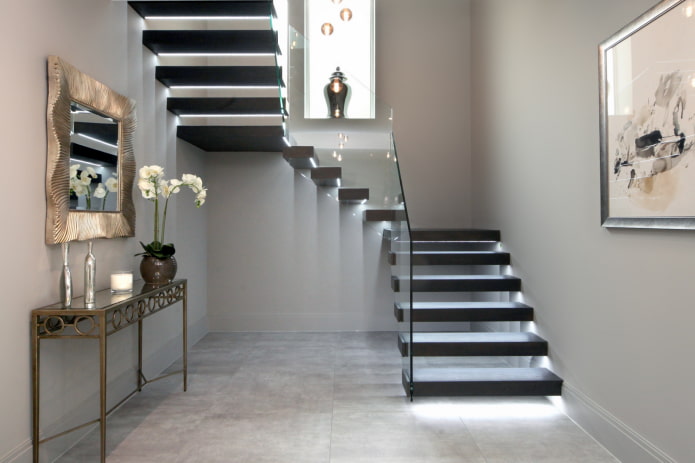finition intérieure en tons gris