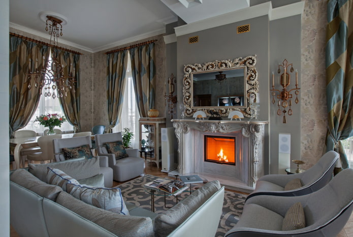 Intérieur gris de style classique