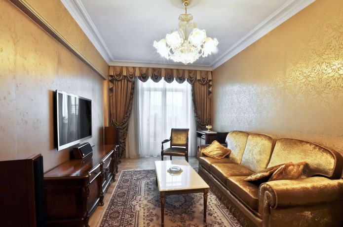 Papier peint avec des fils d'or à l'intérieur