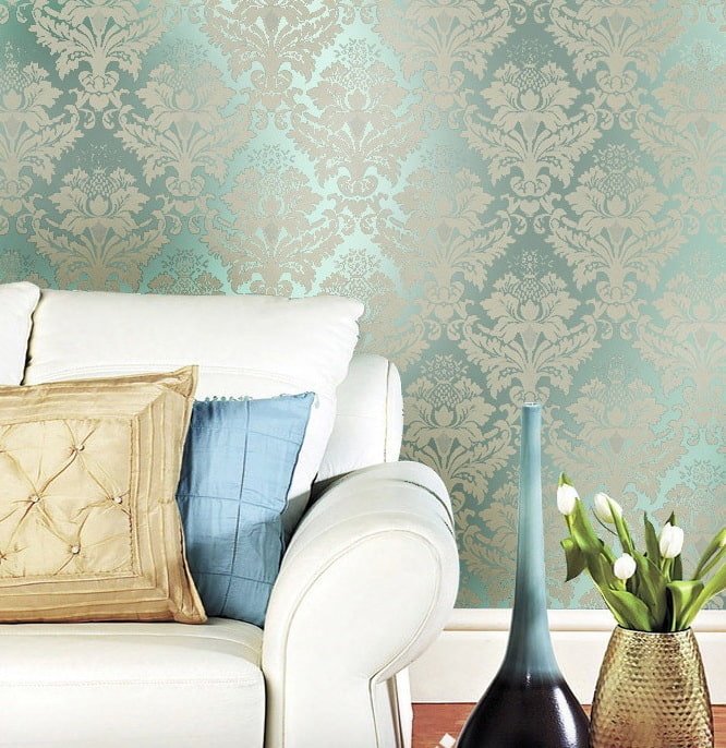 Papier peint en soie verte à l'intérieur