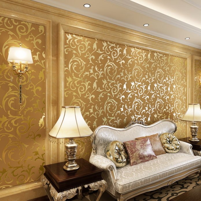 Papier peint avec des fils d'or à l'intérieur
