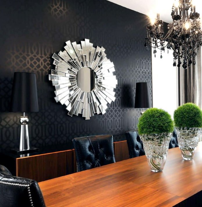 Papier peint en soie noire à l'intérieur