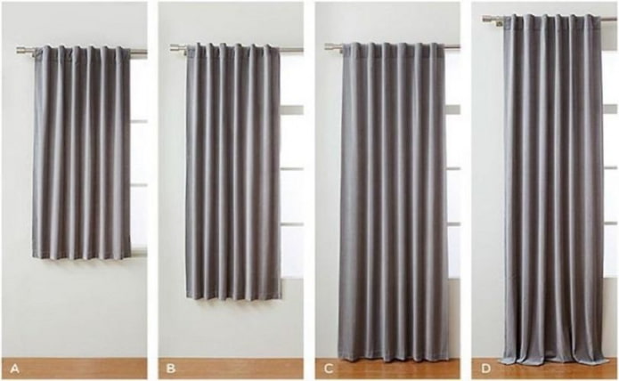 rideaux de différentes tailles