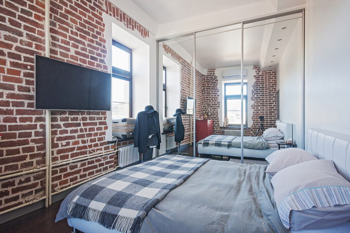 Armoire dans une chambre de style loft