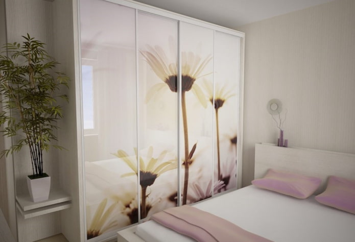 Armoire avec une façade avec impression photo dans la chambre