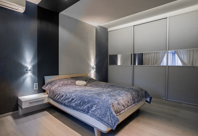Armoire coulissante dans une chambre de style moderne