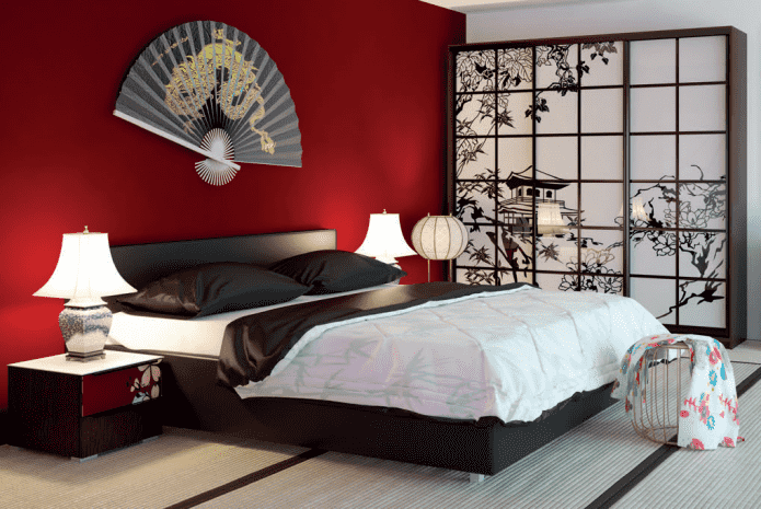 armoire dans l'intérieur de la chambre à coucher de style japonais