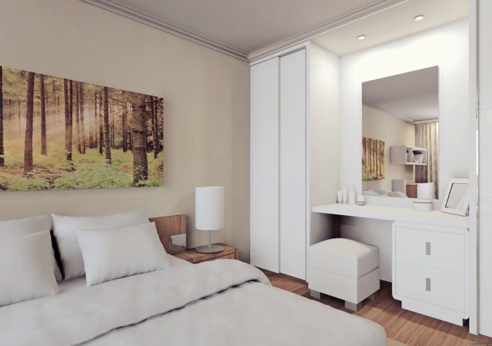 armoire avec coiffeuse dans l'intérieur de la chambre