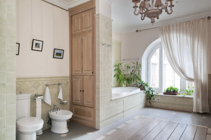 une armoire en forme de cloison à l'intérieur de la salle de bain