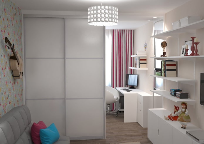 armoire sous forme de cloison à l'intérieur d'une chambre d'enfant