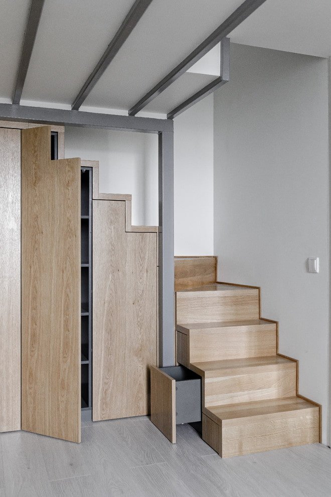 armoire sous l'escalier à l'intérieur