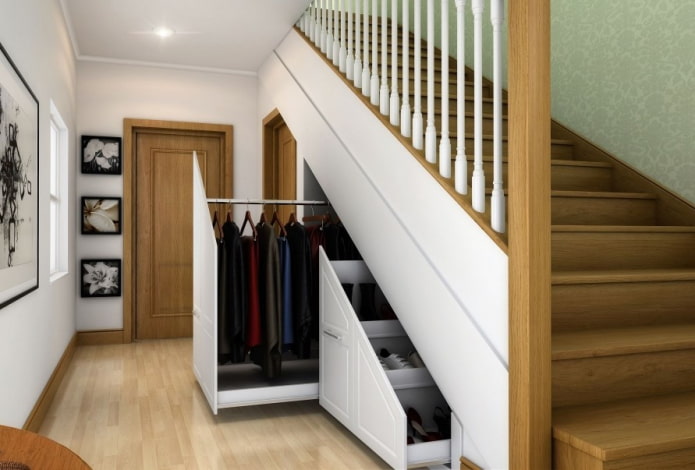 Armoire sous l'escalier à l'intérieur