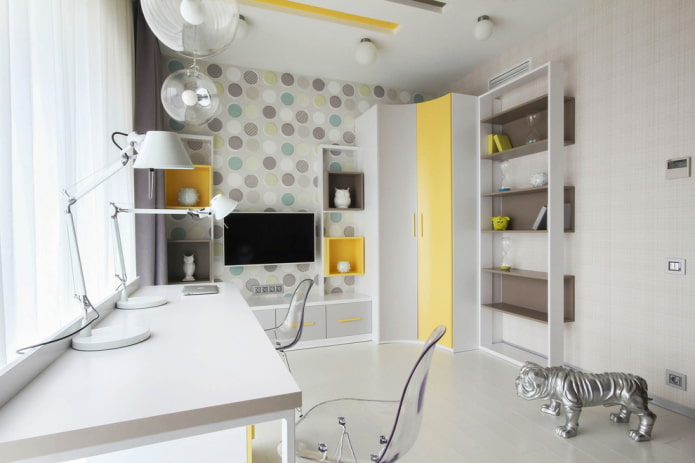 Armoire d'angle à l'intérieur d'une chambre d'enfant