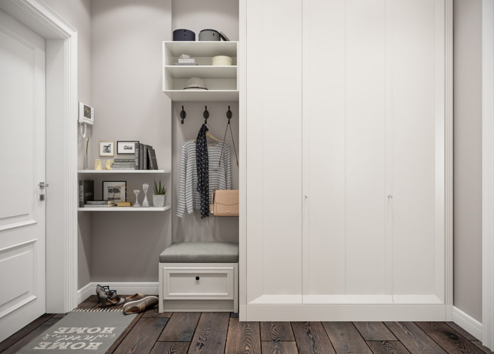 armoire à l'intérieur du couloir de style scandinave
