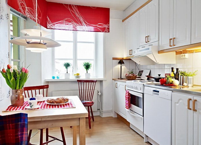 red curtains