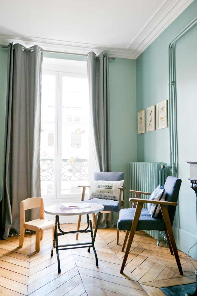 rideaux gris à œillets