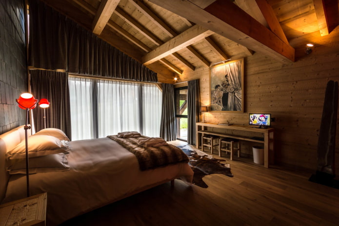 fenêtres de toit avec rideaux style chalet