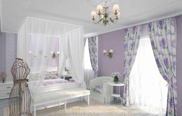 rideaux à imprimé floral lilas