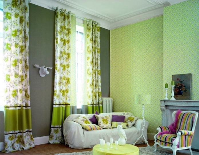 rideaux à imprimé floral vert print