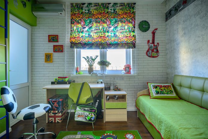 Chambre d'enfant de style football et graffiti