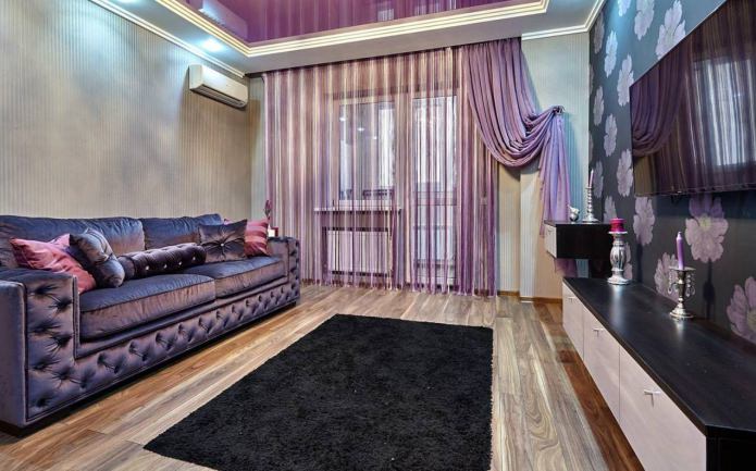 Rideaux lilas pour le salon
