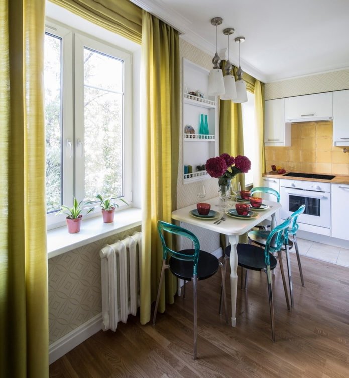 rideau jaune et vert