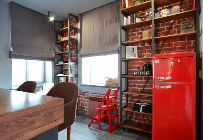 Stores romains dans la cuisine style loft